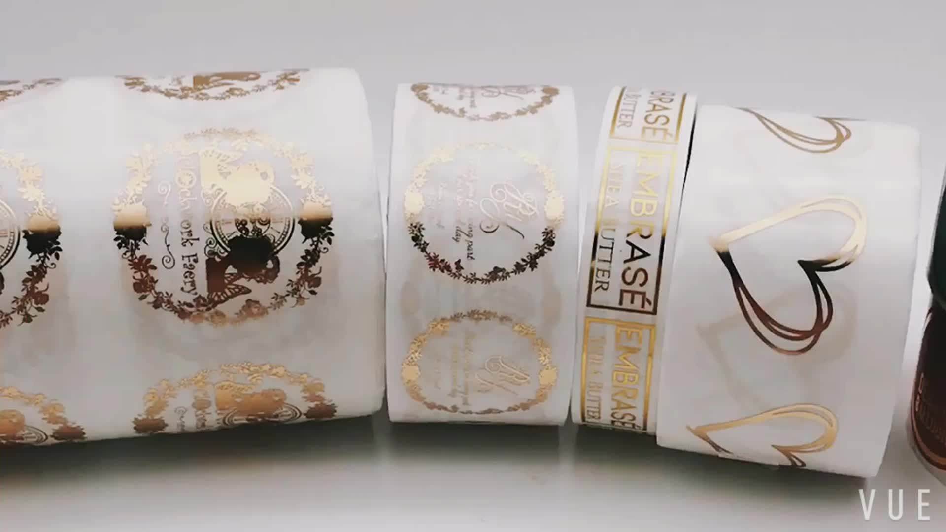 clear labels gold foil print