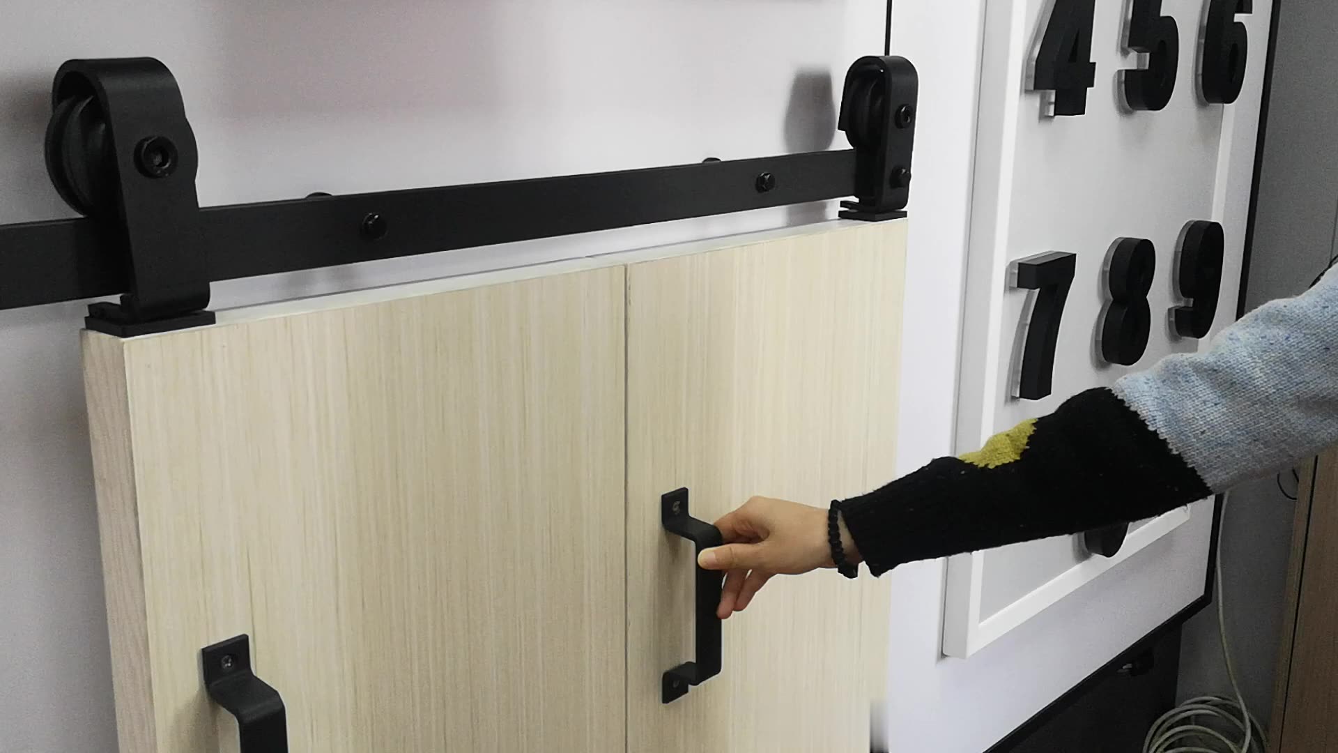 Black Single Bifold Sliding Barn Door Track And Hardware Kit Buy