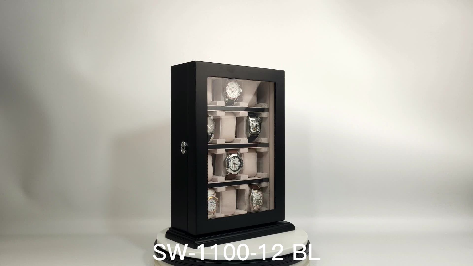 Sonny Wooden Watch Display Black Large Capacity Wall Hanging
