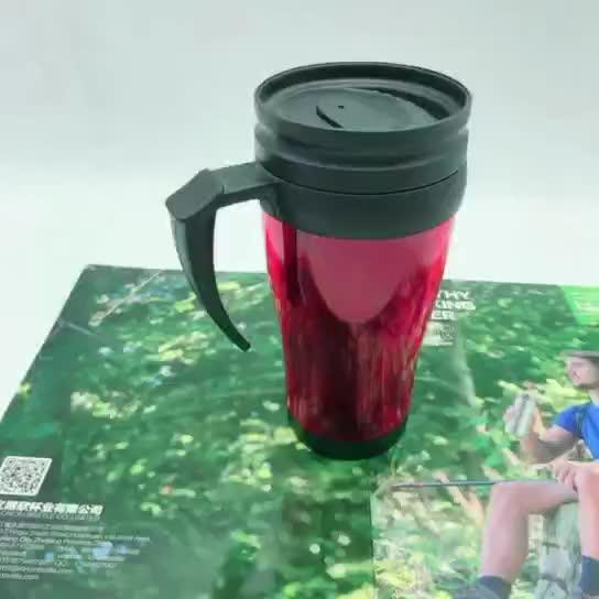 400 Ml Double Walled Plastic Thermal Mug,16oz Stainless Steel