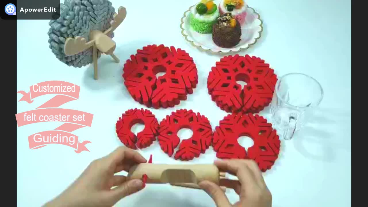 Christmas Gifts Sheep Shape Cup Table Mats Anti Slip Drink