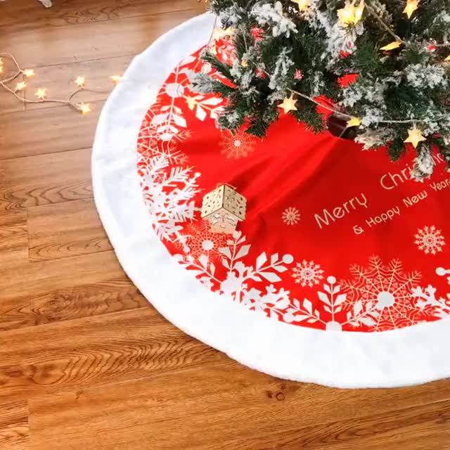 Ihome Red Christmas Tree Stump Cover Snowflake Christmas Tree Skirt