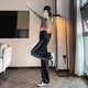 Contrast Color Design Sense High Waist Wide Leg Jeans Women's plus size chubby girl Autumn and Winter Loose Slimming Straight Pants