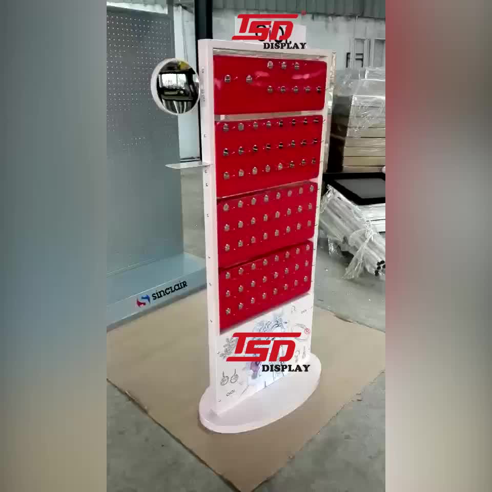 Free Standing Fashion Rotating Wood Jewelry Accessories Display Stand