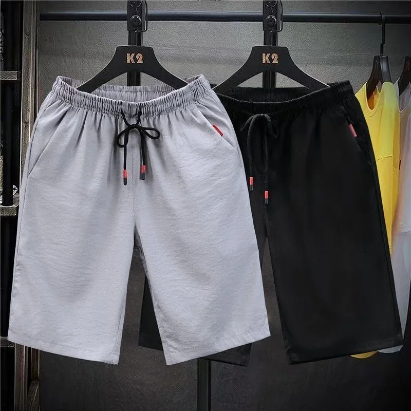 Shorts men's summer wear thin quick-drying breathable ice silk pants loose sports casual five-point beach pants