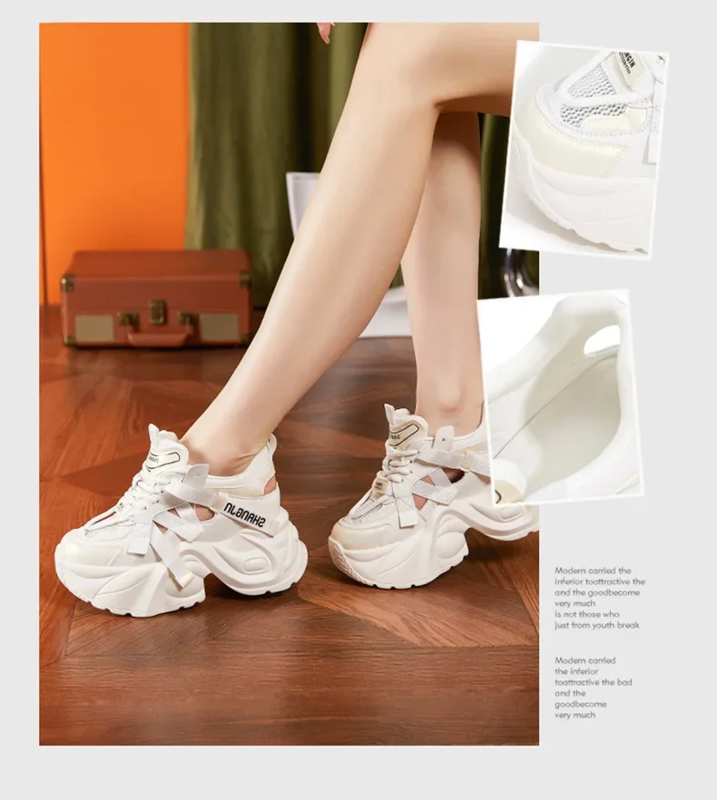 Sandal cao gót nữ hở mũi quai chéo đế xuồng gót 8 cm — Gạo vàng, Mơ chi tiết 3