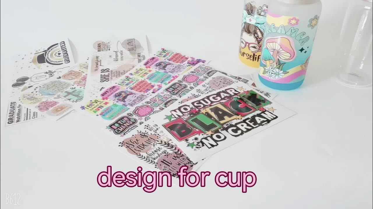9.5*4.3inch Ready To Ship Custom Sticker Transfers Wraps Uv Dtf Cup