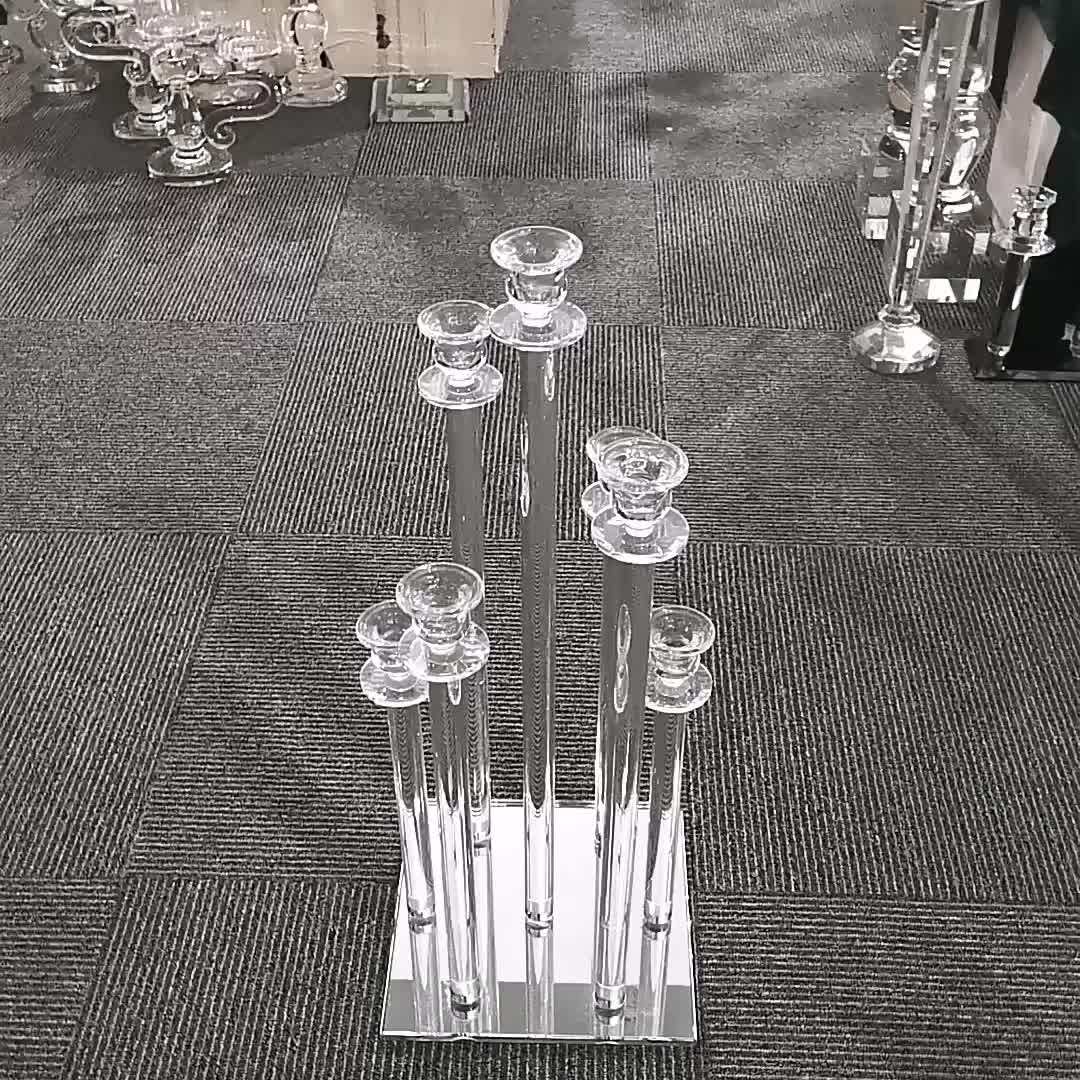 Candelabro Cuadrado De Cristal Con Base De Espejo,Centro De Mesa,Decoración De Boda Con Cristal