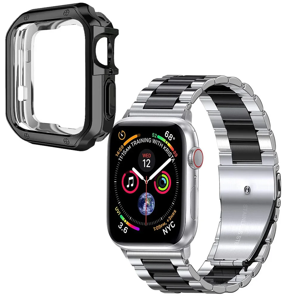 Стальной ремешок для Apple Watch, защитный чехол, набор
