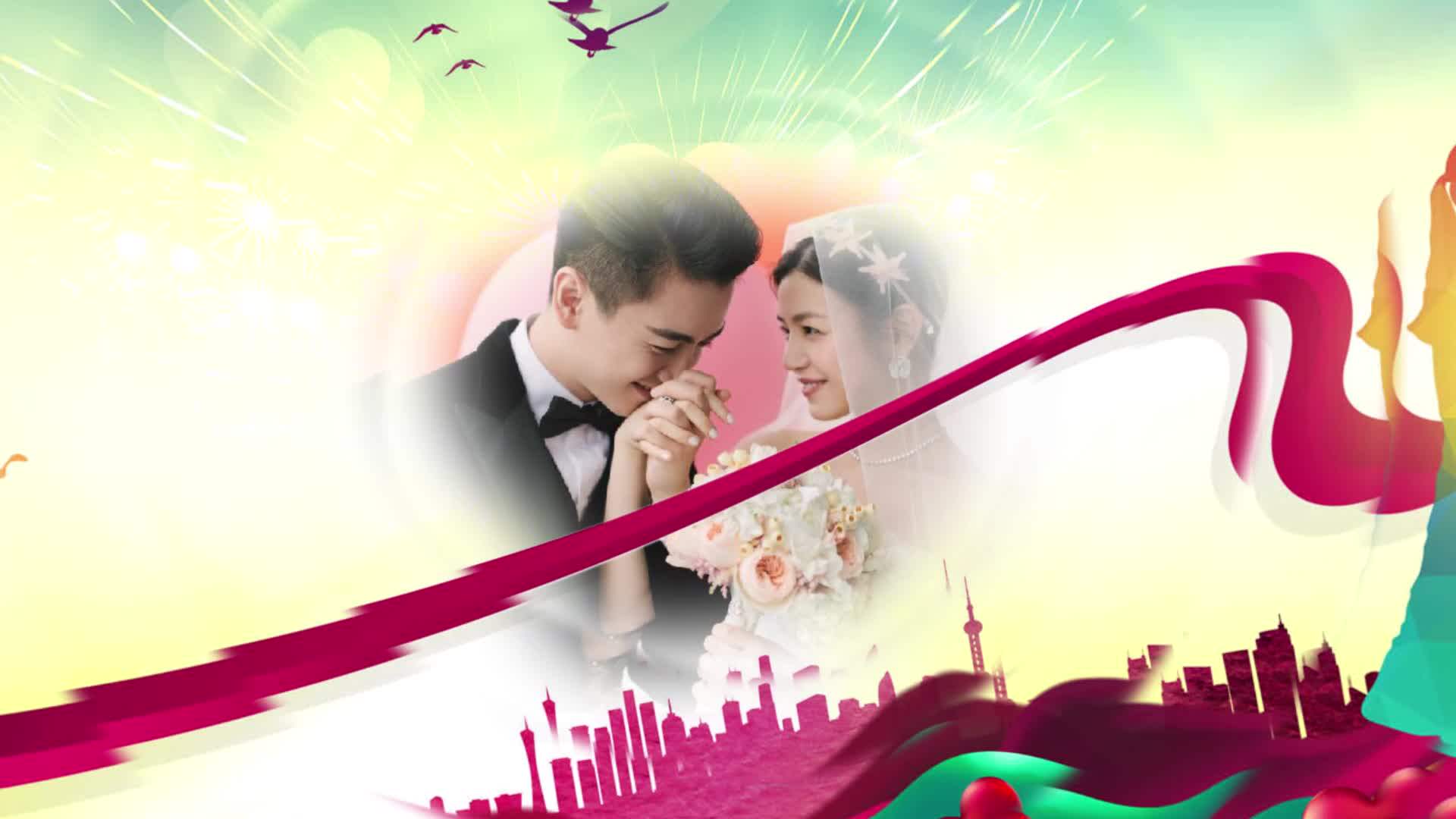 红色爱心浪漫七夕情人节爱情表白婚礼视频暖场片头 AE模板