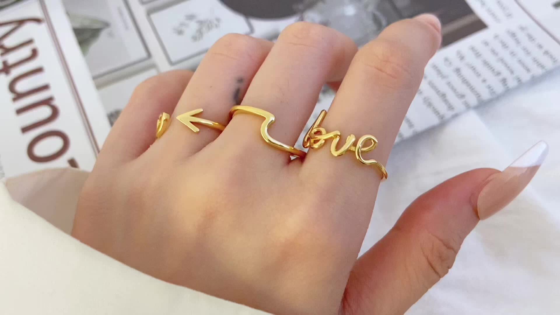 Foxi Finger Rings Mom Gift Letter Initial Alphabet Customized