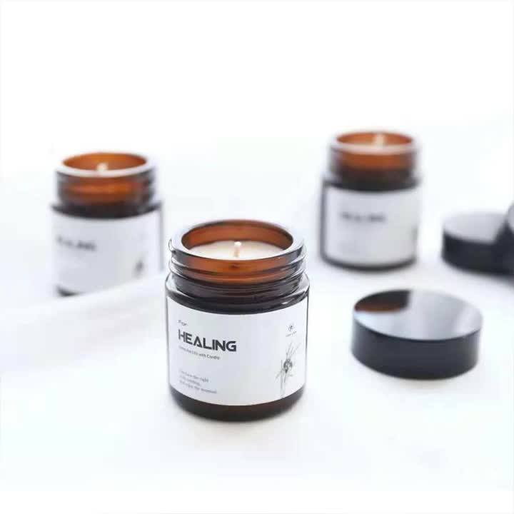 Wholesale Empty 100ml Amber Glass Candle Jar With Black Lid Buy Amber