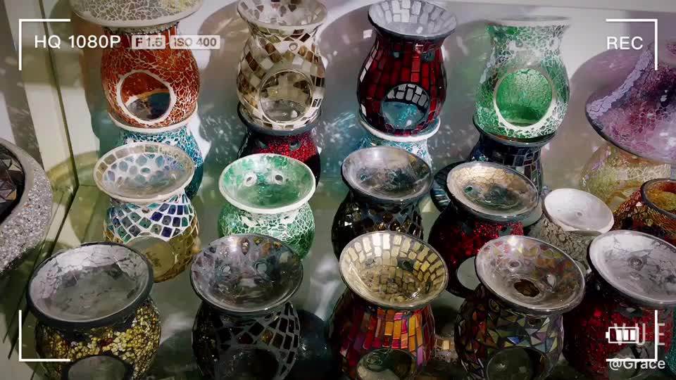 Candle Burner Wax Melt Tealight Warmer Fragrance Oil Glass Mosaic