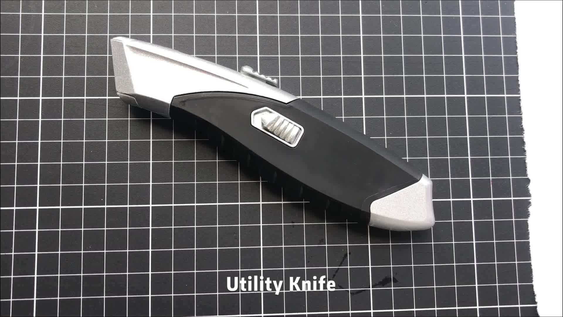 Auto Lock Retractable Zinc Zlloy Tpr Handle Heavy Duty Utility Knife