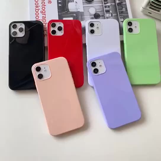 iphone 12 pro leather case Candy Plain Glossy White Phone Case for iPhone 12 Pro Max Soft Black Red Shiny Luxury Case for iPhone 12 Mini Simple Green Cover iphone 12 pro case