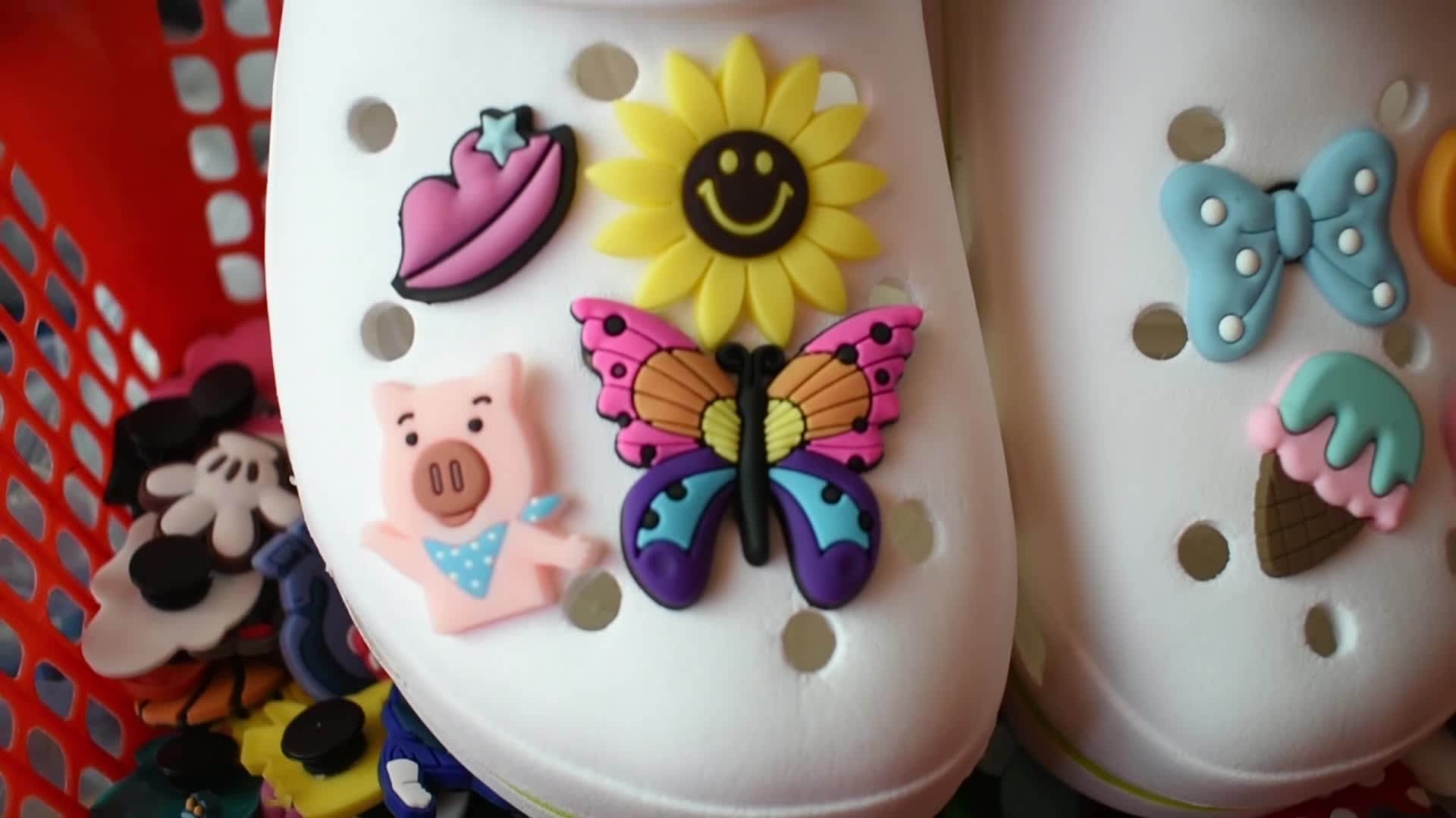 Various Flowers Design Pvc Shoe Charms For Kids Teens Clog Wristbands