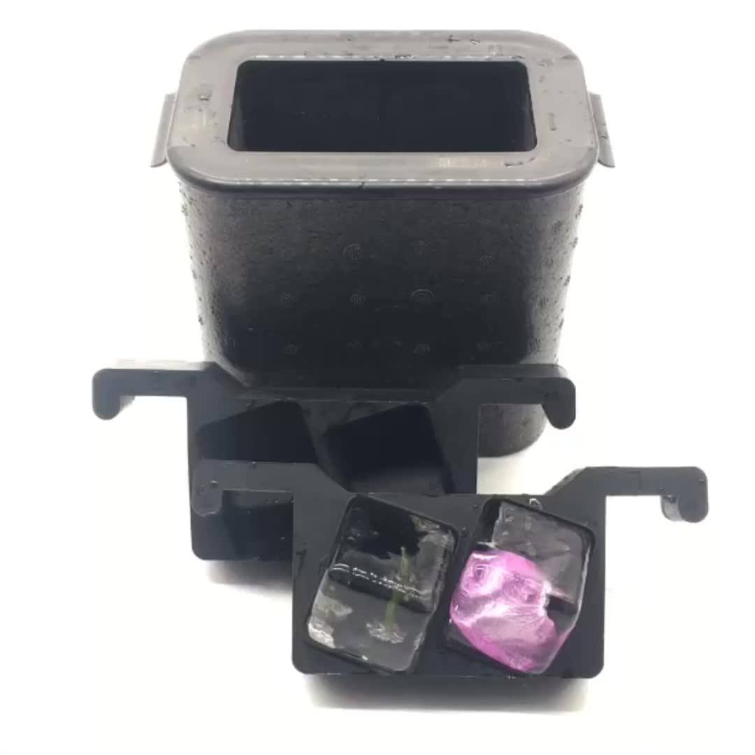 2 Inch Crystal Clear Ice Cube Maker Whiskey Square Silicone Ice Mold