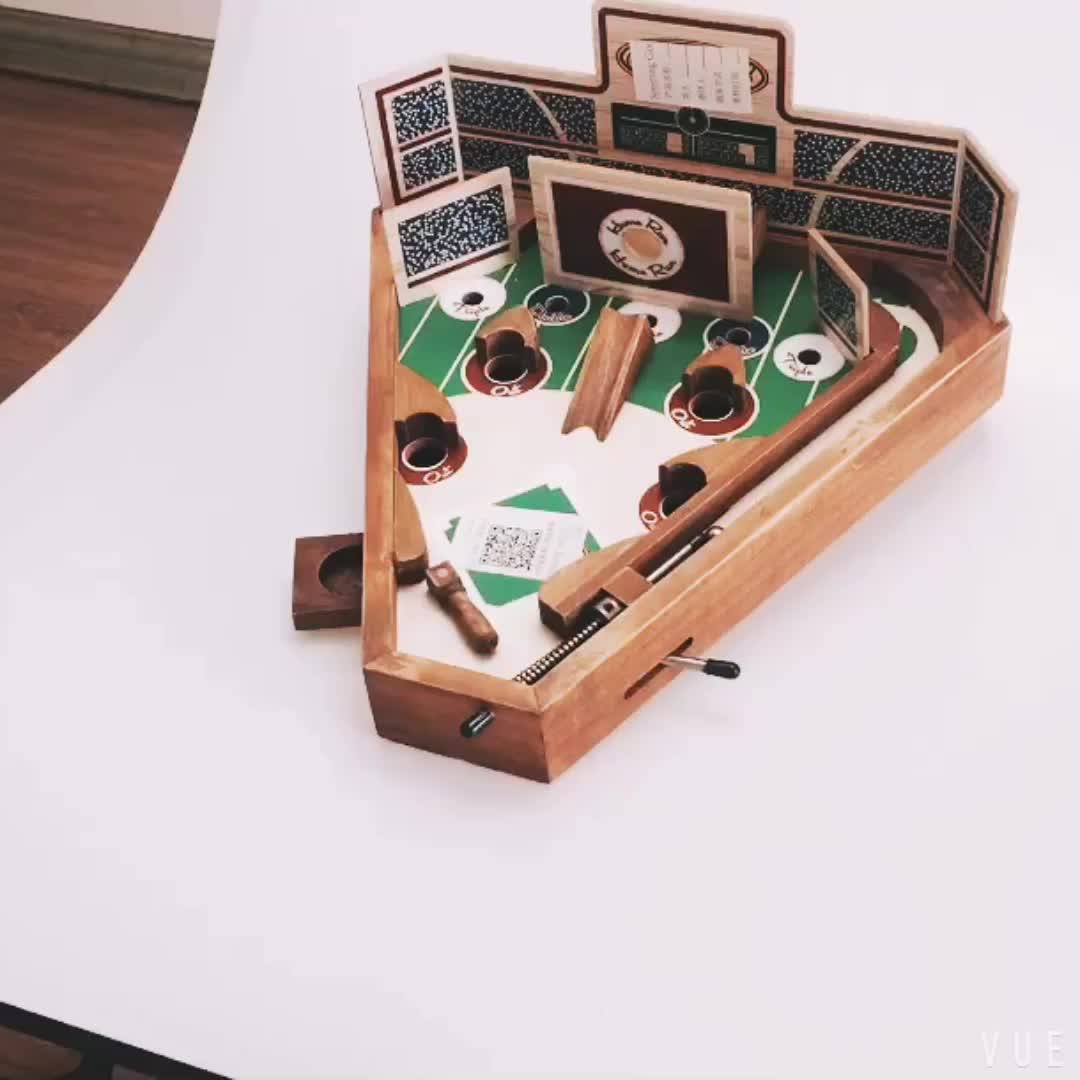 Source Archaistic Color Tabletop Wood Baseball Pinball Game Set Portable Board Game on m.alibaba