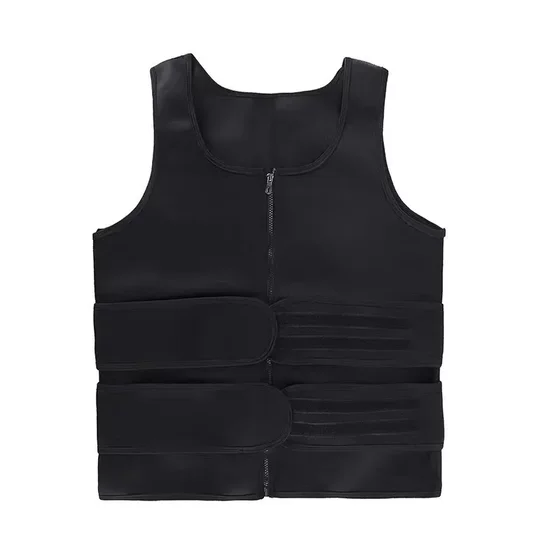 Cross-border Men's plus size Double Belt Vest Shaper Reinforced Sweat Rubber Tunic Sports Tunic Waist Tight