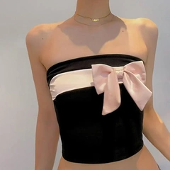 M23TP725 European and American cross-border pink bow embellishment decoration Southeast Asian style sleeveless strapless base top for women