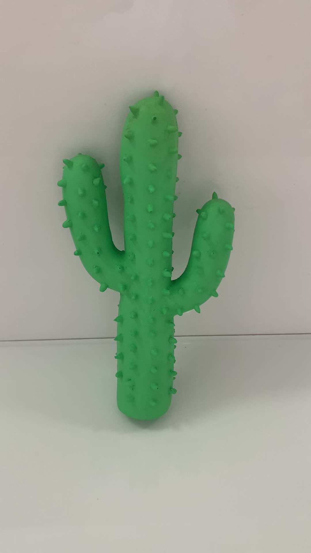 Wholesale Ecofriendly Natural Latex Cactus Shaped Squeaky Chew Pet Dog