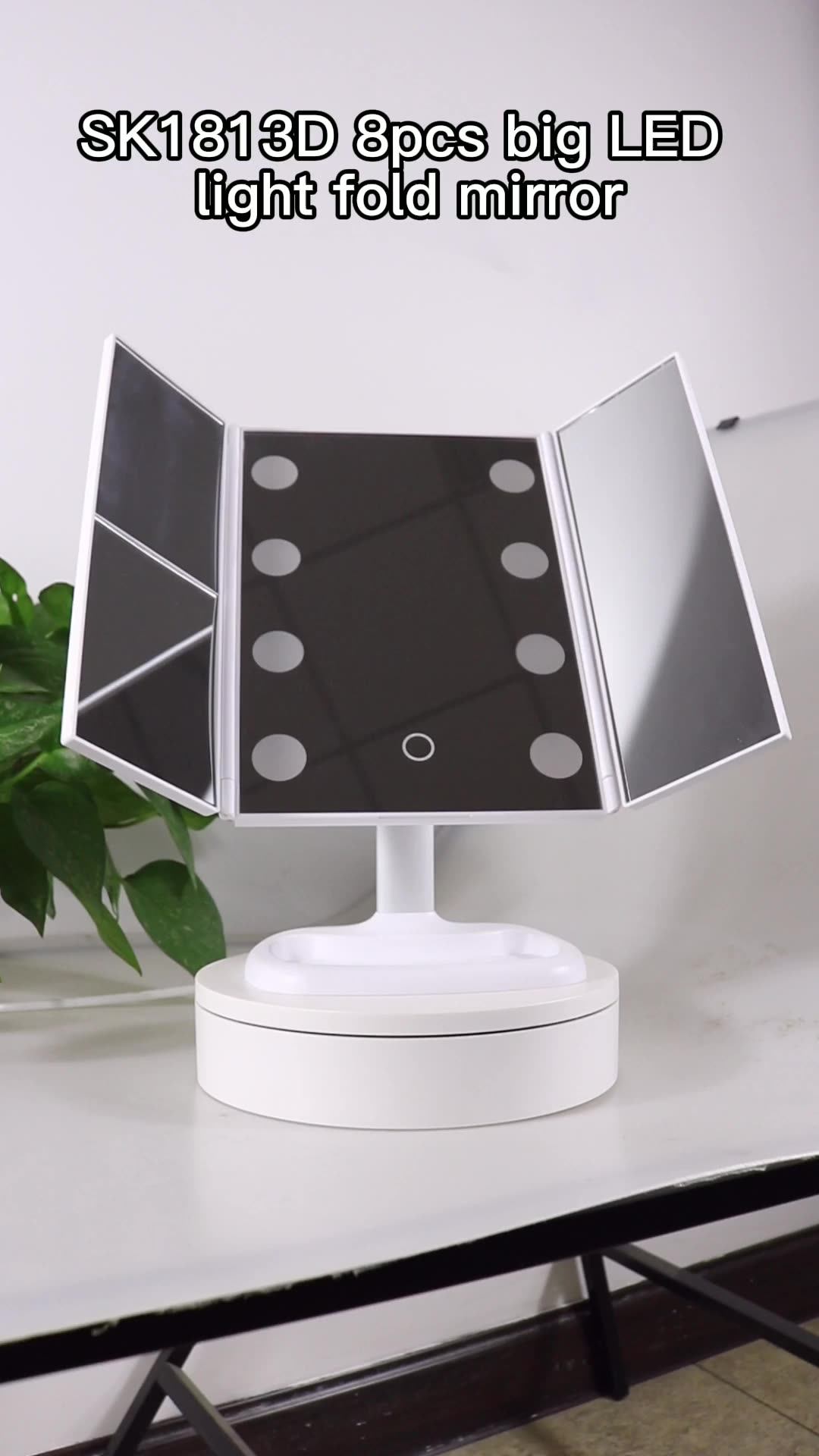 Miroir Espejo Led Touch Con Luz De Maquillaje 3 Way Trifold Mirrors