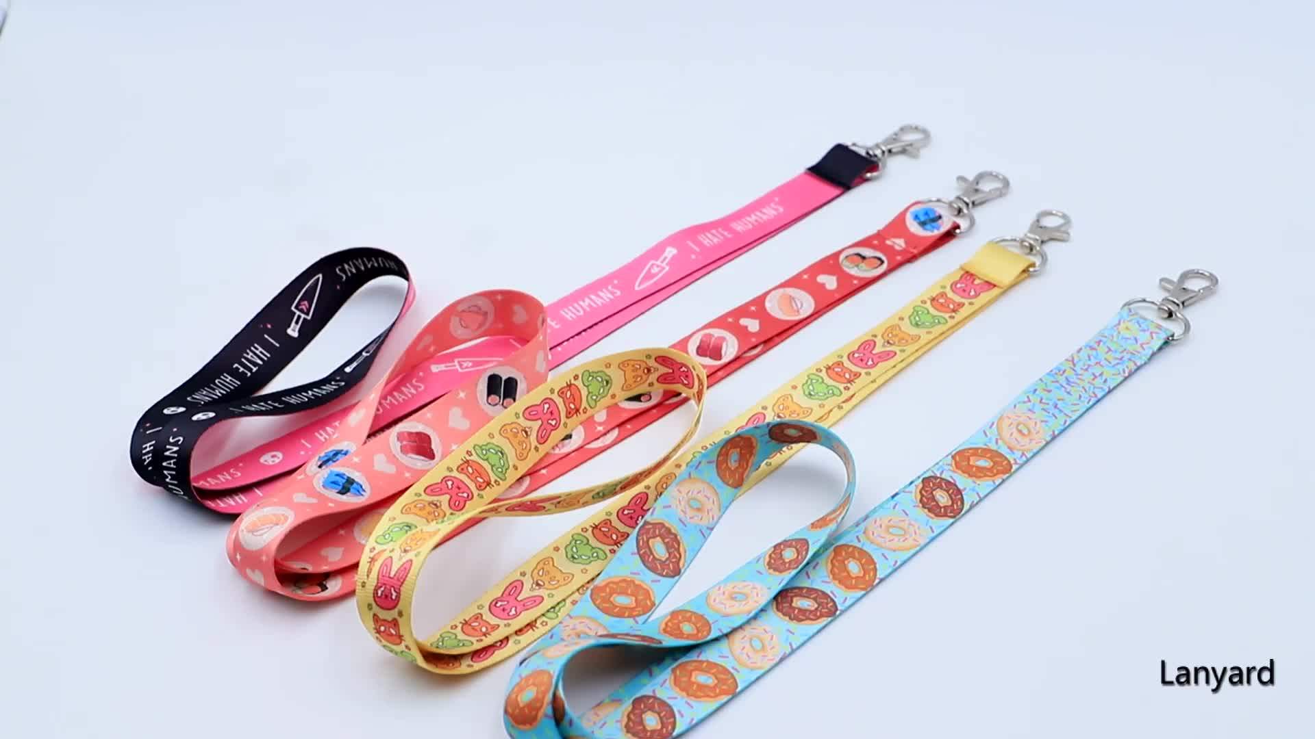Custom Printed Polyester Plastic Buckle Keychain Pink Lanyard Buy