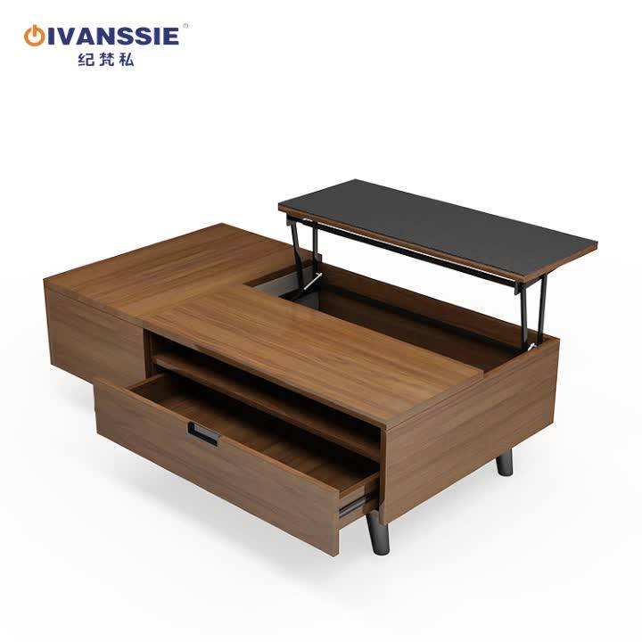 Multifunctional Folding Lift Coffee Table For Living Room With Storage