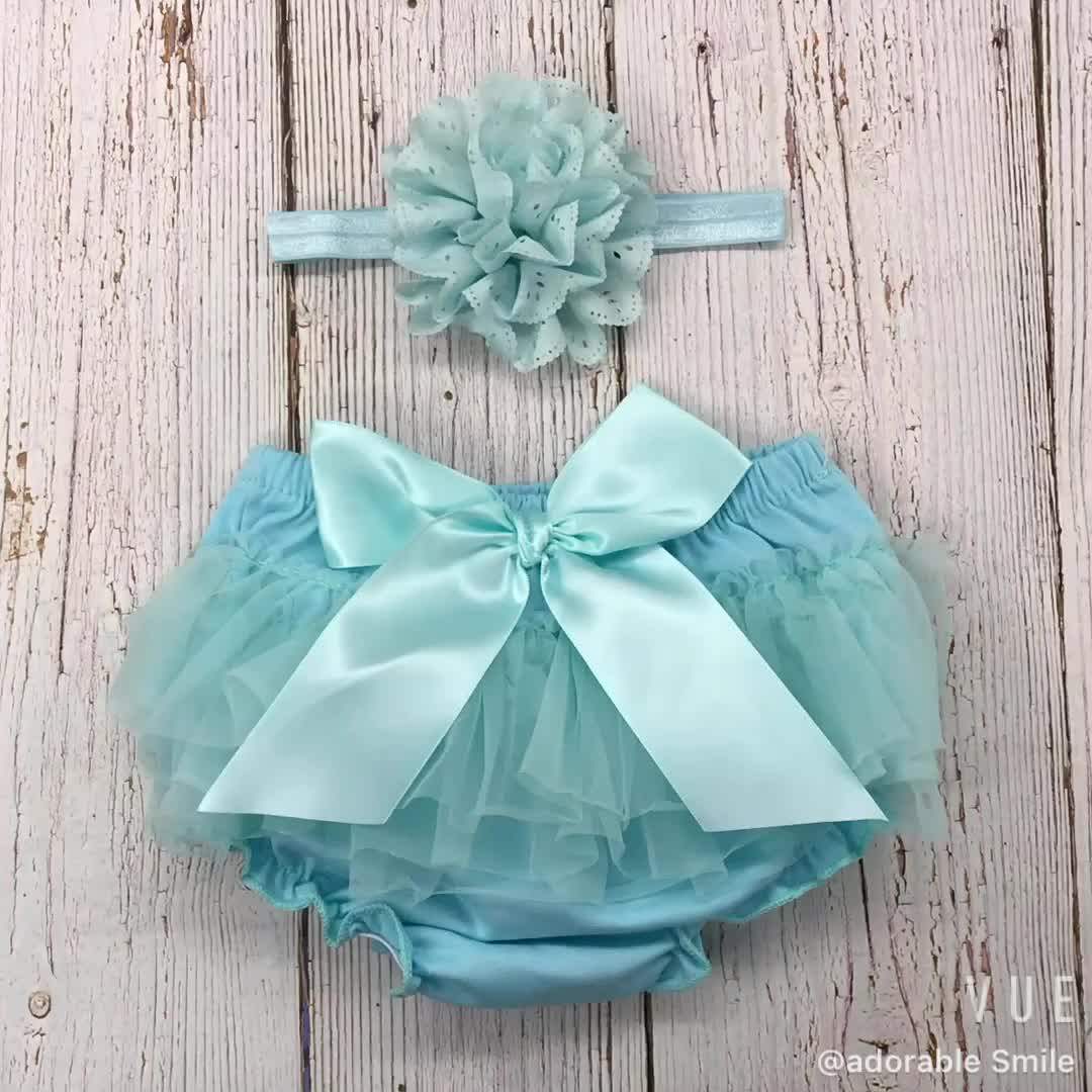 Christmas Baby Girl Ruffle Tutu Bloomer & Headband Set Newborn Underwear Christmas Bloomers