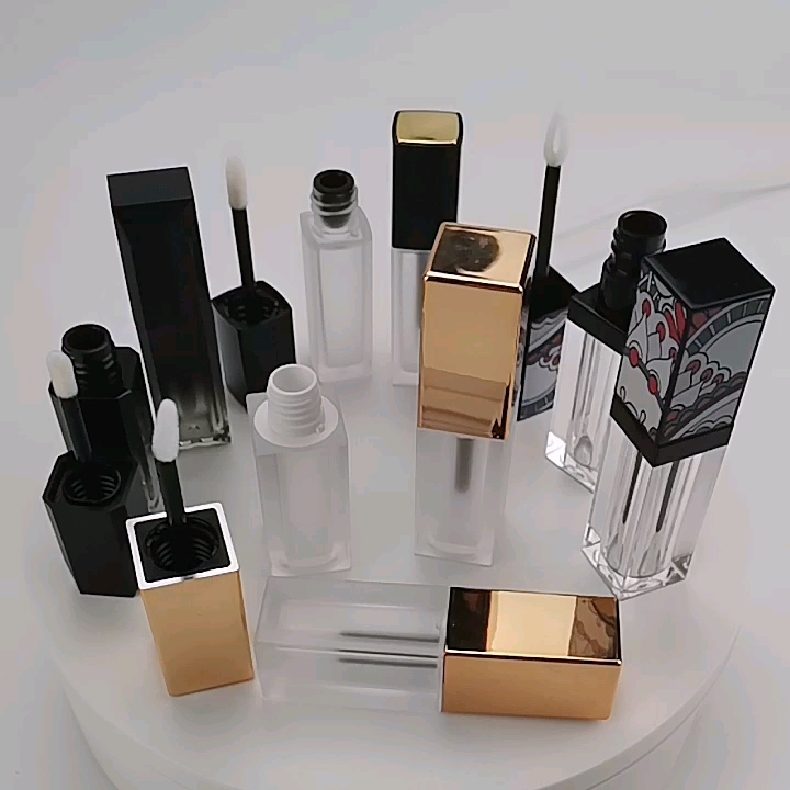 6ml Frosted Square Lip Gloss Tube With Gold Lid Empty Refillable Lip