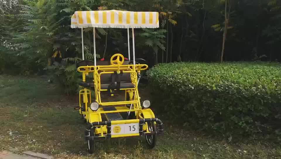 Factory Outlet Sightseeing Four Wheels Canopy Tandem Quadricycle Surrey