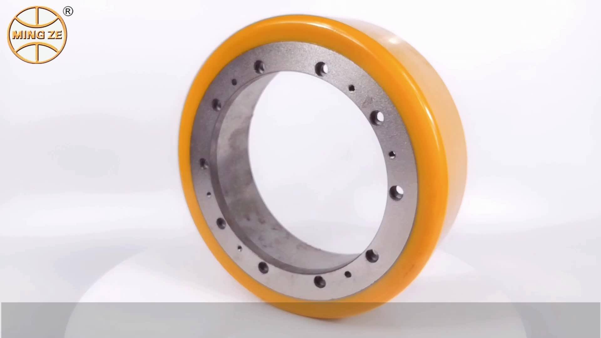 Mingze Heavy Duty Electric Fork Lift Truck Drive Pu Steel Wheel/urethane Roller/stacking Machine