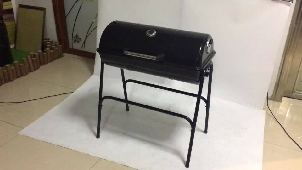 Backyard Cooking Oil Drum Barbecue Grill Outdoor Black Enamel Charcoal Barrel Bbq Grill With Lid