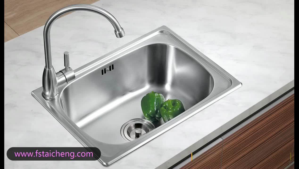 Satin Finish Topmount Single Bowl Stainless Steel Kitchen Sink Hexagon