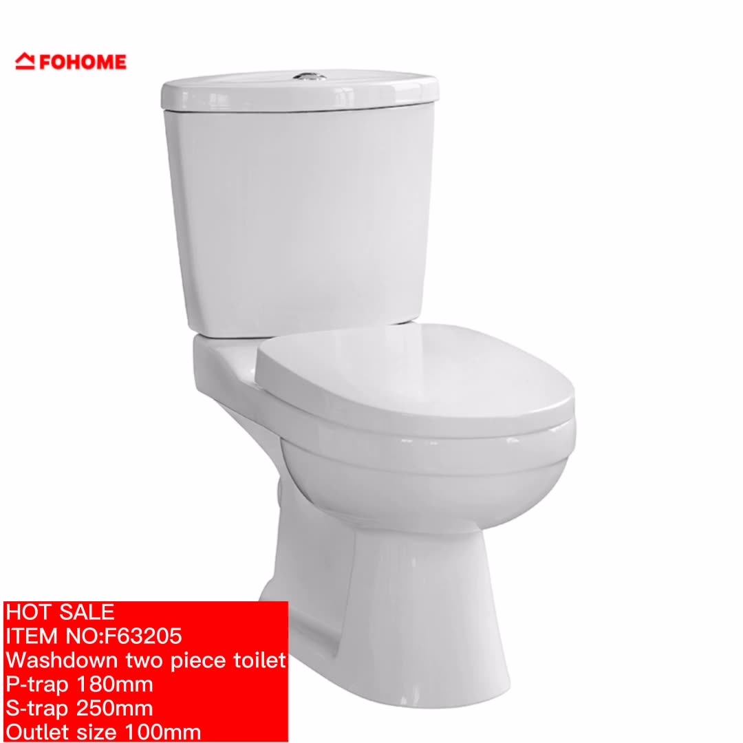 Sri Lanka Hot Model Ceramic Washdown P Trap Two Pieces Toilets With Wc
