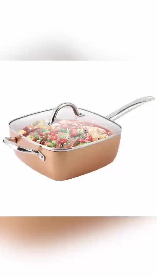 As Seen On Tv Nonstick Aluminum Cookware Set Square Saucepan Fry Pan Copper Aluminum Induction
