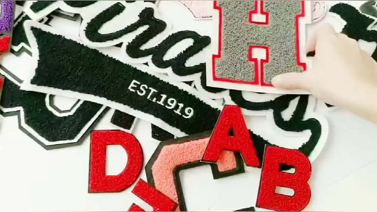 Self Adhesive Applique Chenille Letter Felt Embroidery Patch Custom