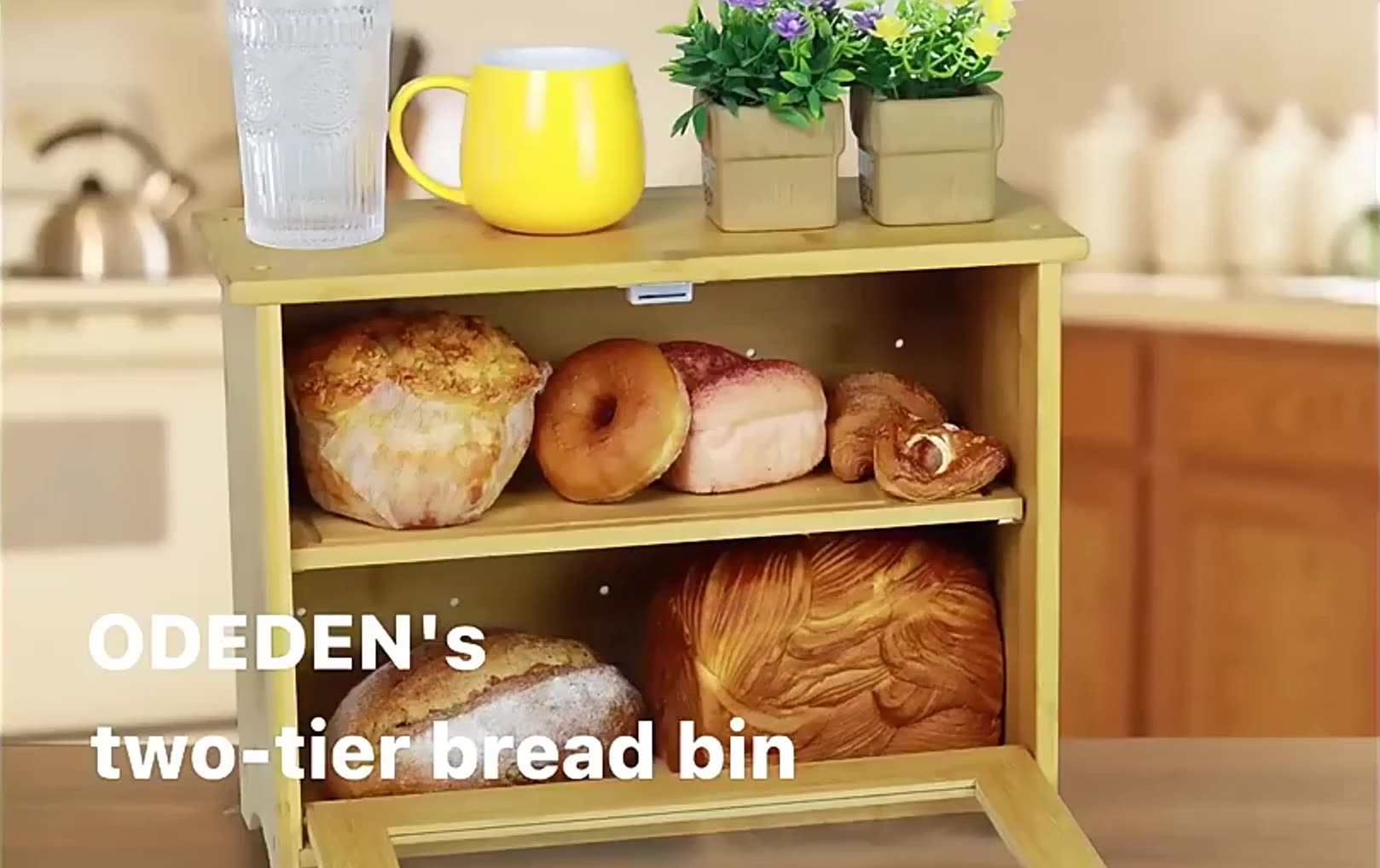 Corner Wooden Bread Box Bread Proofing Box Bamboo Bread Box Home