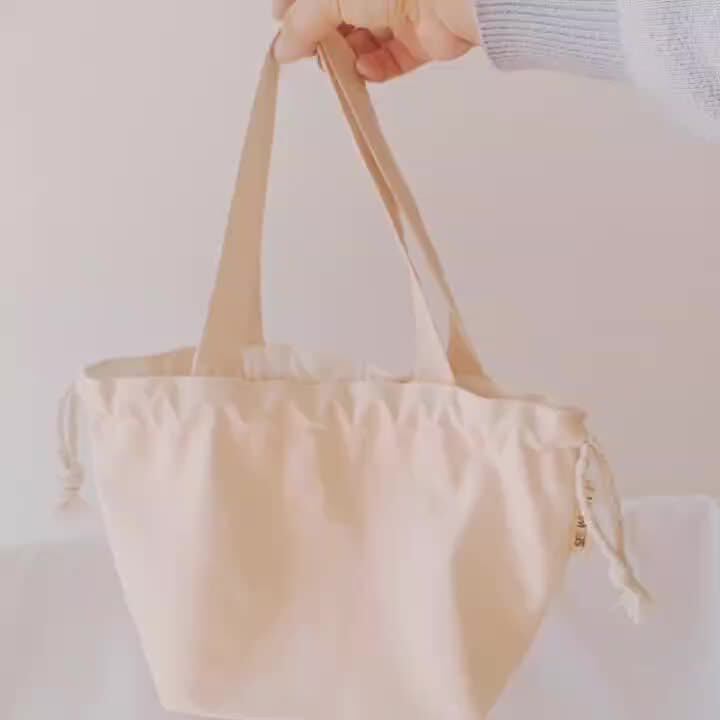 Plain Beige pink Black Cotton Drawstring Bag Small Eco Canvas