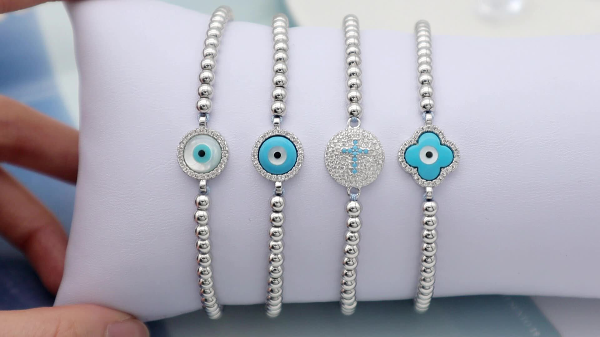 Good Quality 2021 New Women Jewelry Rhodium Evils Eye Charm Beaded