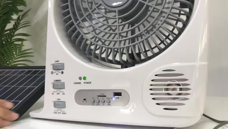 12 Inch Rechargeable Box Fan Emergency Fan With Usb And Solar Charger