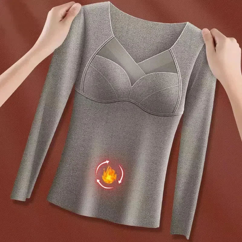 German velvet warm underwear with chest pad autumn clothing one-piece base coat winter fleece-lined thick long sleeve warm clothing