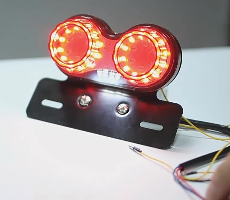 Universal Cat Eye Custom Motorcycle Tail Light Brake Light With License