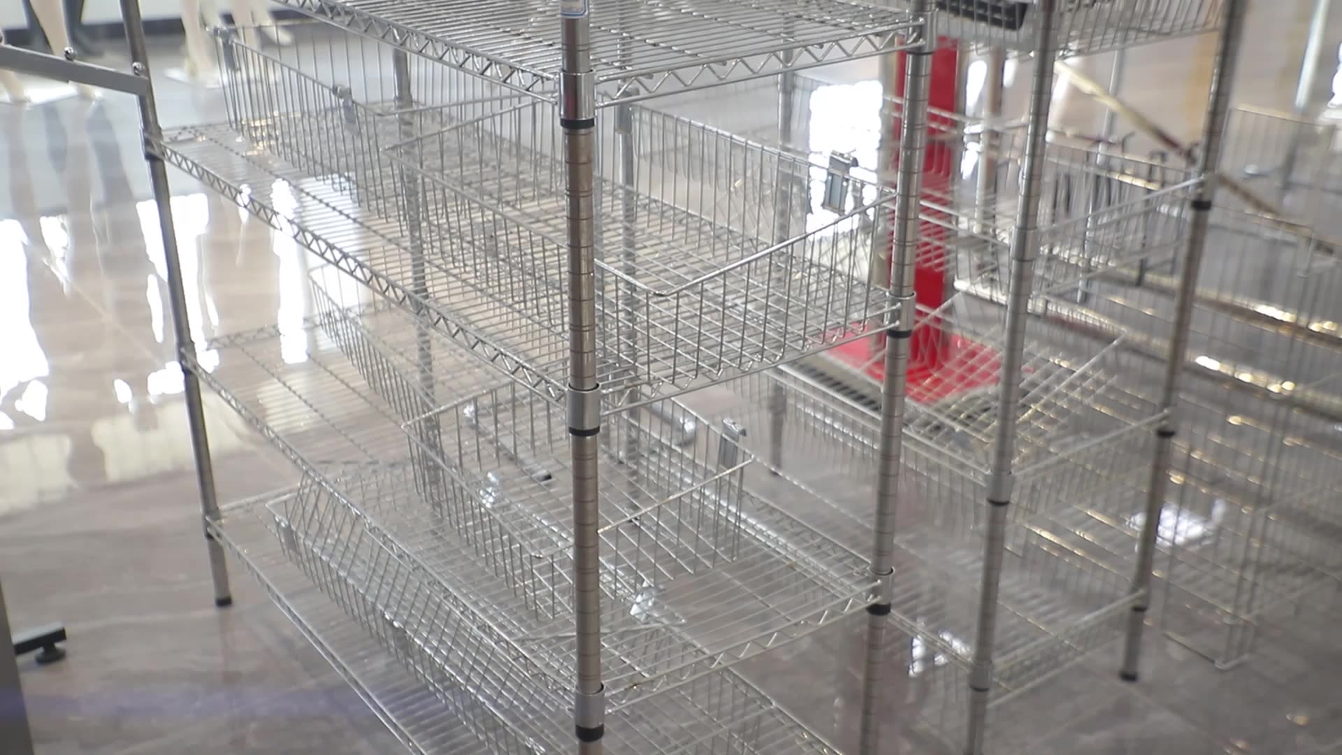 Slatwall Chrome Iron Wire Mesh Hanging Storage Basket For Supermarket And Decorative Buy Wire