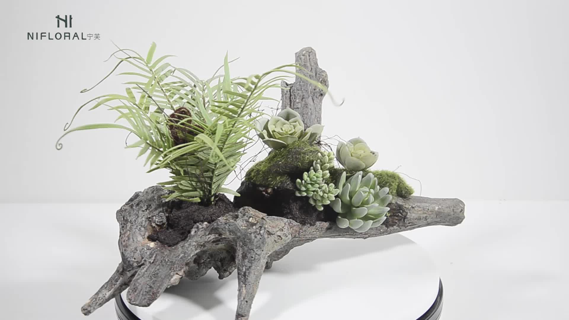 Indoor Decor Artificial Tree Stumps With Green Plants Buy Artificial