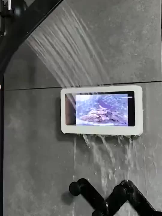 2020 New Waterproof Bathroom Shower Phone Case Holder Stick To Wall Anti Fog Cell Phone Holder