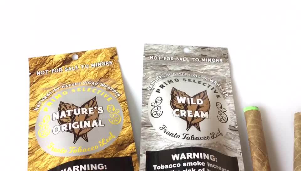 Custom Printed 100 Natural Cigar Wrapper Packaging Cigar Ziplock Bag