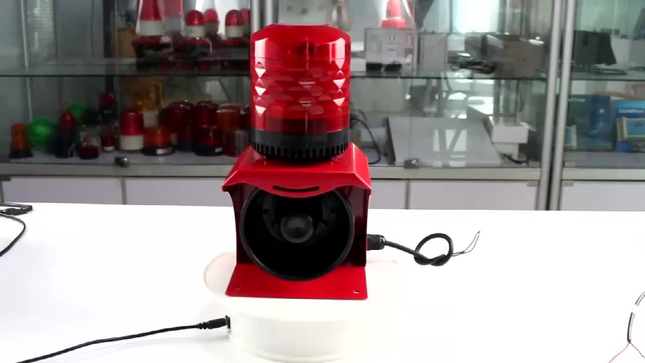 Remote Control Waterproof 120dB LED Flash Light and Sound Alarm  Indoor/Outdoor Siren Red Strobe with USB Voice Change