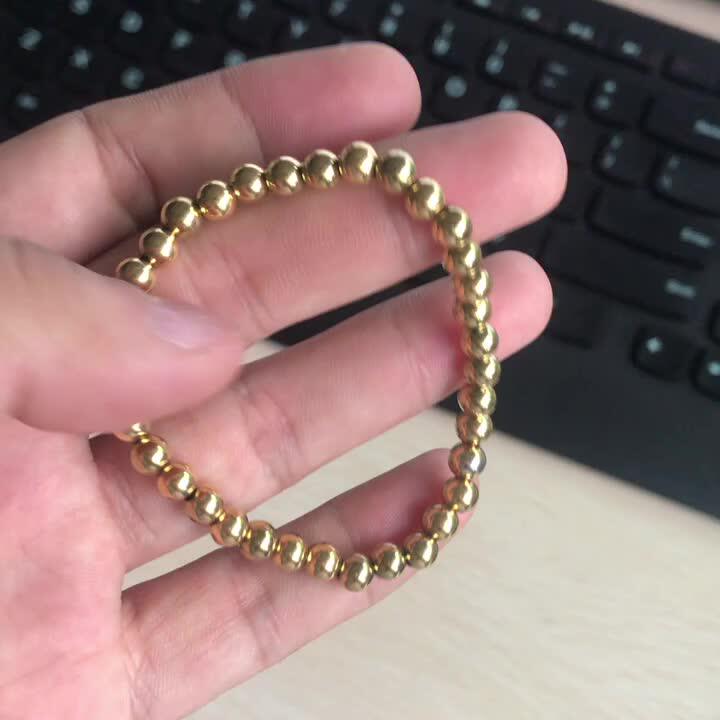 Mecylife 18k Gold Plating Jewelry Elastic Ball Beaded Bracelet