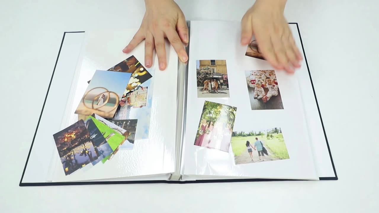Custom Photo Album Self Adhesive Pages,Large Selfstick Picture Album With Leather